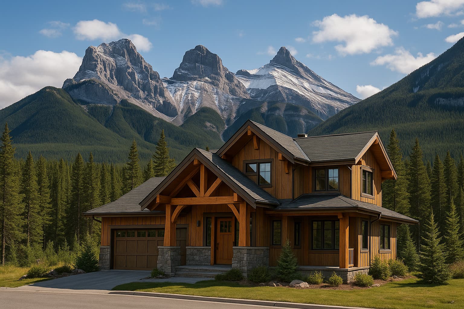 Mountain home with the Three Sisters mountains in the background